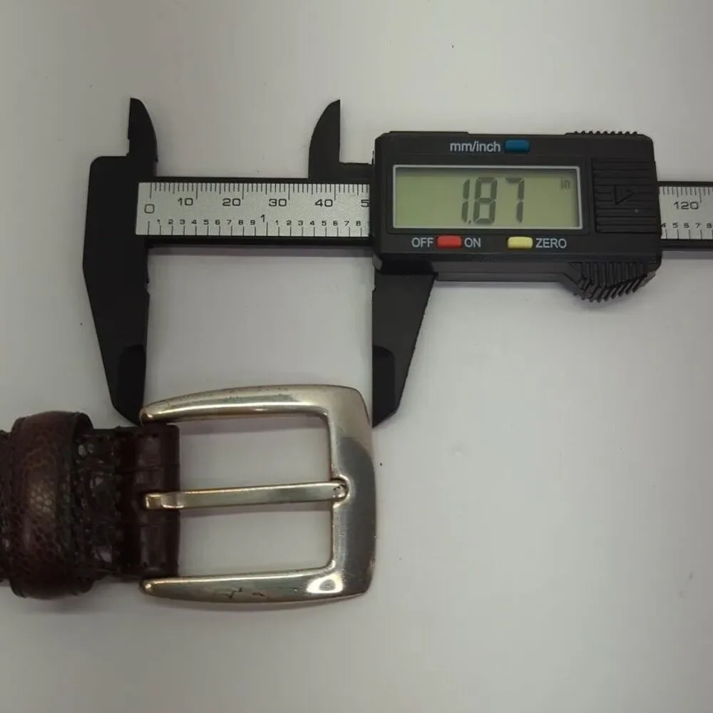 Men's‎ Italian Leather Brown Belt Silver Solid Brass Buckle 42